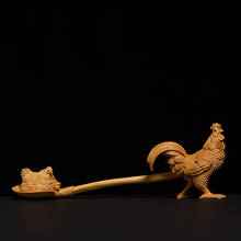 Escultura de animales de gallina y pollo de oro de la suerte, decoración de tallado de madera decorativo pequeño, artesanía del Zodíaco 2024 - compra barato