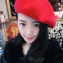 Droppshiping Elegent British Lady Women Knitted Beret Beanie Ski Hats Fashion Tam Cap Hat Vintage Plain  Beret Solid Color 2024 - buy cheap