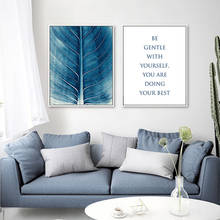 Póster con textura de hojas y flores azul nórdico, minimalista abstracto, cita, lienzo, pintura moderna, arte de pared, imagen para decoración para sala de estar 2024 - compra barato