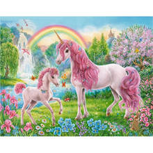 Pintura digital de unicórnio cavalo rosa diy, pintura por números, arte de parede, pintura a óleo, presente de feriado, decoração para casa, tamanho grande 2024 - compre barato