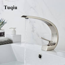 Tuqiu-torneira moderna para pia de banheiro, torneira tipo cascata, quente e fria, feita em níquel, preto e ouro 2024 - compre barato