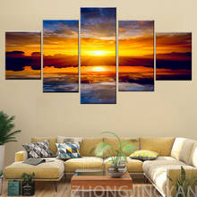 Canvas Painting Seascape sunset in sea ocean 5 Pieces Wall Art Painting Modular Wallpapers Poster Print living room Home Decor 2024 - buy cheap