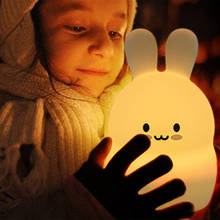 Touch Sensor 9 Colors Rabbit LED Night Light Cute Cartoon Silicone Bunny Lamp Bedroom Bedside Lamp for Children Kids Baby Gift 2024 - buy cheap