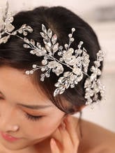 Accessory Wedding Silver Leaf Rhinestone Headband Elegant Bride Hair Jewelry Bridal Headwear Wedding Accessories for Women 2024 - compra barato
