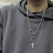 Cross Pendant Chains Necklaces  Stainless Steel Jewelry  Punk  Link Chain Silver Color Fashion Choker Sweater Necklace Long 2020 2024 - buy cheap
