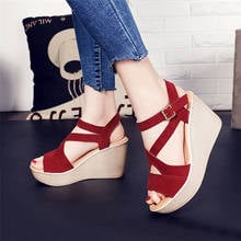 2021 Women Ladies Women Fish Mouth Non-slip Platform Slope High Heels Sandals Buckle Strap Sandals Outdoor Style for Women 2024 - buy cheap