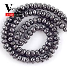 Natural Black Lava Hematite Stone Rondelle Beads For Jewelry Making DIY Necklace Bracelet 6mm-10mm Round Spacer Abacus Beads 15" 2024 - buy cheap