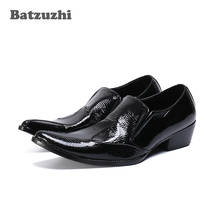 Batzuzhi sapatos masculinos de couro genuíno, calçados formais para festa, sapatos para homens de negócios em couro legítimo formal e para festa de casamento 2024 - compre barato