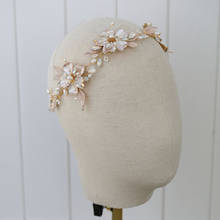 Floralbride Ins style Handmade Opal Crystal Freshwater Pearl Alloy Flower Wedding Headband Bridal Bridesmaids Women Hair Jewelry 2024 - buy cheap