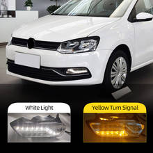 2PCS Car LED Daytime Running Light For VW Volkswagen Polo 2014 2015 2016 2017 Yellow Turn signal DRL Fog lamp Foglight 2024 - buy cheap