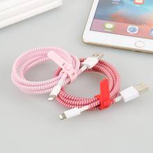 Bobinadora de cables de 1,4 M, Cable de datos, cuerda de resorte para iPhone y Android, cubierta USB, gestión de cables 2024 - compra barato