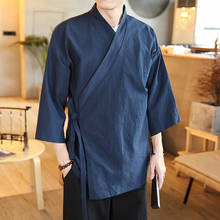 Мужские рубашки в восточном стиле, Мужская блузка Hanfu Cheongsam, льняная одежда в винтажном стиле, Китайская традиционная одежда 2024 - купить недорого