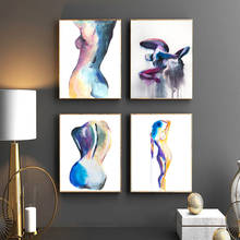 Nude Woman Watercolor Abstract Painting Nudeart Woman Erotica Wall Art Canvas Print Erotic Poster Pictures Bedroom Wall Decor 2024 - buy cheap