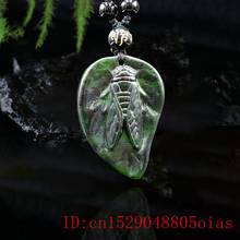 Jade cicada pingente colar presentes naturais esculpida moda amuleto charme jóias chinês preto verde 2024 - compre barato