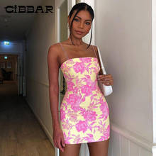 CIBBAR-Vestidos de Fiesta informales con estampado Floral para mujer, sin mangas, ceñido al cuerpo, Mini vestido de tirantes para mujer, trajes de tubo elegantes, ropa de calle de verano 2024 - compra barato