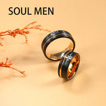 Soul Men Black with Rose Gold Color Tungsten Wedding Band 8mm for Women 6mm for Men Comfort Fit Couple Lovers Anniversary Ring 2024 - buy cheap