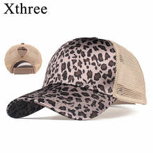 XTHREE-Gorra de béisbol con cola de caballo, gorro de leopardo, gorras de camionero informales, Snapback de verano para niña, sombrero de papá 2024 - compra barato