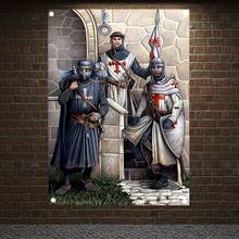 Cavaleiros templários do vintage posters impressão arte decoração da parede crusader banners bandeiras papel de parede pintura da lona pendurado decoração casa f5 2024 - compre barato
