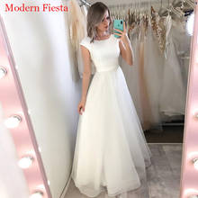 Vestido De Novia largo hasta el suelo, nuevo estilo De satén con cuello redondo, MF0150, 2021 2024 - compra barato