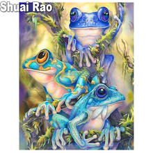 Ranas bordadas con diamantes, pinturas artísticas de diamantes de imitación de cristal, mosaico de taladro redondo cuadrado completo, patrón de animales 5D, decoración del hogar 2024 - compra barato