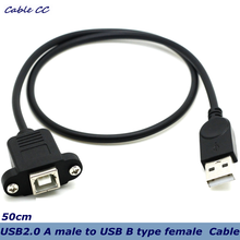 USB2.0 A male to USB B type female computer connected to the printer extension cable, with panel mounting screw hole 50cm 2024 - buy cheap