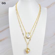 GuaiGuai Jewelry Cultured White Pearl White Quartz Druzy Charm Chain Layers Necklace 2024 - buy cheap