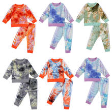 1-6 Years Unisex Kids Spring Autumn Set Personality Tie-Dye Sweatshirt And Elastic Long Pants Girls Set Children Boys Outfits 2024 - buy cheap