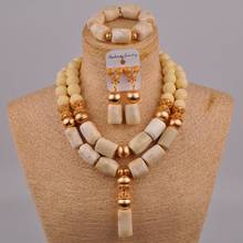 Dubai branco coral contas conjunto de jóias colar traje africano conjunto casamento nigeriano conjuntos coral nupcial C-49-A1 2024 - compre barato