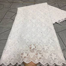 White Nigerian African Lace Fabric 2021 High Quality Lace Silk Milk Lace Guipure Cord Lace Fabric For Wedding Party x22-44 2024 - buy cheap