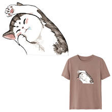 Нашивки с мультяшным котом, моющиеся термонаклейки для футболки, детские наклейки для одежды, милые животные, теплопередача 2024 - купить недорого