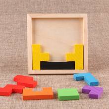 Деревянные головоломки, красочная игра тетрис Tangram, головоломка для детей дошкольного возраста, идеальный подарок для дошкольников, обучающие игрушки 2024 - купить недорого
