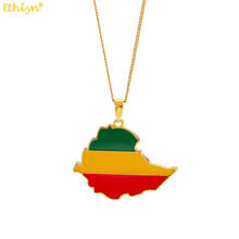 Étnia, colar com pingente de mapa de bandeira etíope, para mulheres e homens, cor dourada, áfrica, joias my155 2024 - compre barato