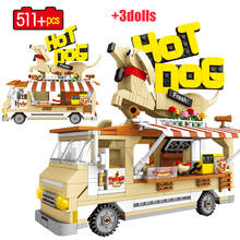 511pcs City Grilled Hot Dog Truck Model Sets Building Blocks Friends Vehicle Figures Car Bricks Toys For Girls Gifts 2024 - buy cheap
