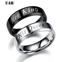 UAH 2019 New Fashion DIY Couple Jewelry Her King and His Queen Stainless Steel Wedding Rings for Women Men 2024 - buy cheap