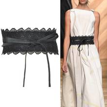 Fashion  Solid Color Faux Leather Wide Lace Tie-up Women Waistband Dress Party Waist Band Belt Sash Decor 2024 - buy cheap
