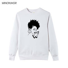 Afro Woman Praying Sweatshirts New Winter Fashion Long Sleeve Hoodies Fleece Funny Printed Pullovers Lady Girls 2024 - buy cheap