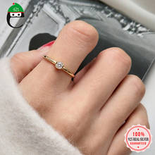 Elfoasi anel de prata esterlina 925 real, minimalista, dourado, brilhante, aberto, para mulheres, moda, anel de casamento, presente de joia, da1571 2024 - compre barato