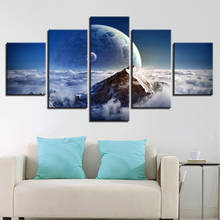 Pintura de arte em tela hd, 5 peças, poster de impressão, universo, terra, lua, superfície, imagem do espaço para decoração de parede da sala de estar 2024 - compre barato