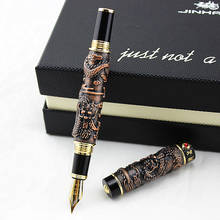 Роскошная металлическая перьевая ручка Jinhao с драконом, винтажные чернильные ручки Iraurita, офисный подарочный набор в коробке, tinteiro 2024 - купить недорого