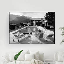 Vintage Model Woman With Sunglasses Poster Fashion Pool Party Black and White Photography Painting on The Wall Canvas Print Home 2024 - buy cheap