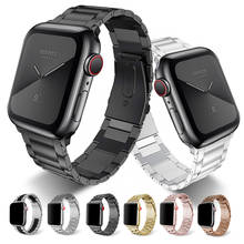 Correia de aço inoxidável, pulseira para apple watch band 38mm 40mm 42mm 44mm, pulseira de links, apple iwatch series 1 2 3 4 5 2024 - compre barato