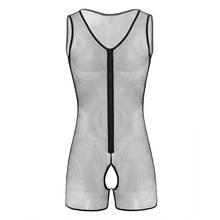 Sexy Lingerie See Through for Mens Open Crotch Fishnet Bodysuit Porno Hollow Out Sissy Leotard Body Suit Sleeveless Bodysuit 2024 - buy cheap