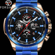 FORSINING-Reloj de pulsera automático para hombre, accesorio masculino resistente al agua con mecanismo automático, complemento deportivo de marca de lujo disponible en color azul, nuevo, 6909 2024 - compra barato