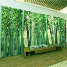 Papel de parede moderno de bambu e floresta, 3d, sala de estar, tv, sofá, estudo, decoração de casa, paisagens verdes, adesivos 3d, papel de parede 2024 - compre barato