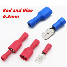 100 Uds 50 pares de 6,3mm 16-14AWG mujer hombre Conector de cableado eléctrico aislado crimpado pala Terminal Azul Rojo FDFD2-250 MDD2-250 2024 - compra barato