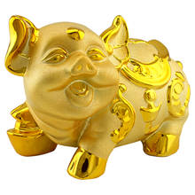 Estatua de cerámica de cerdo dorado FENG SHUI, Banco de la buena suerte, regalo de cumpleaños para niños, decoración del hogar, artesanías 2024 - compra barato