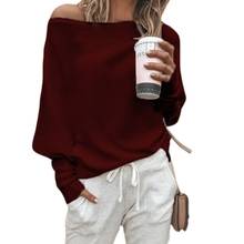 Women Autumn Spring Off Shoulder Sweater Long Batwing Sleeves Ribbed Knitted Pullover Tops Loose Casual Knitwear Jumper 2024 - buy cheap