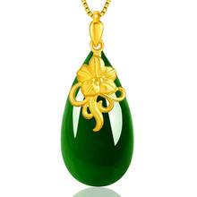 Chinese Jade Inlay Good Luck Water drop Pendant Necklace DIY Accessories Jewellery Fashion  Hand-Carved Woman Amulet 2024 - buy cheap