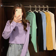 Long Sleeve T-shirts Women Various Colors Short Tops Womens Simple Solid All-match Casual Tees Student Preppy Style Harajuku New 2024 - buy cheap