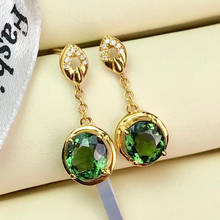 Pendientes de lujo de cristal verde brillante para mujer, joyería de Color dorado, accesorios de compromiso, KOFSAC 2024 - compra barato